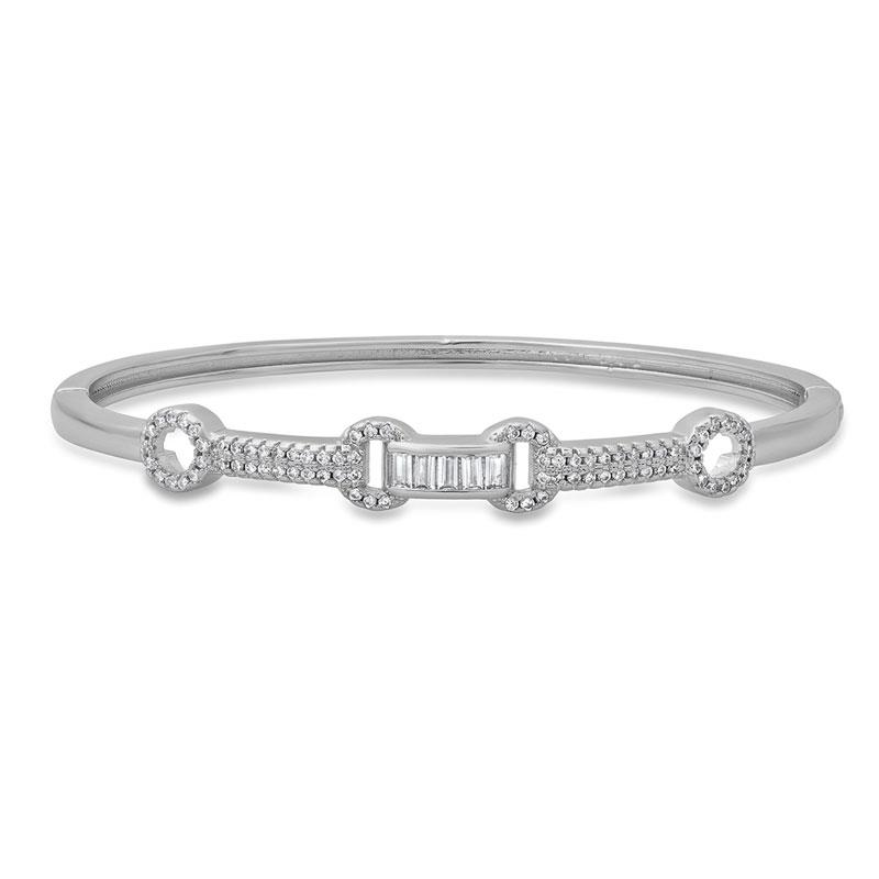 Sparkling Love Bangle Bracelet (white gold-finished)